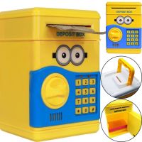 Дитяча електронна скарбничка сейф Minion з купюроприймачем для грошей з кодовим замком, електросейф міньйон з пін-кодом для купюр і монет Жовтий