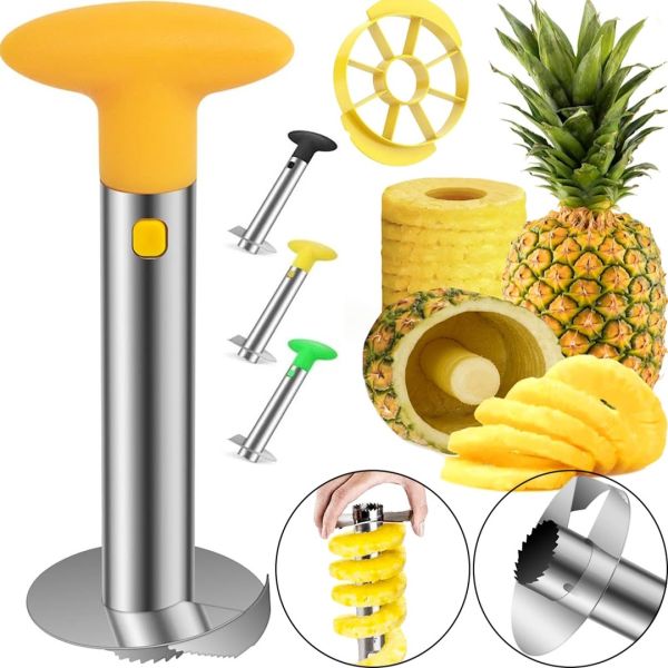 Кухонний ніж для нарізки серцевини ананаса кільцями PineАpple Peeler, Слайсер для різання очищення ананасів слайсами Ананасорезка з нержавіючої сталі