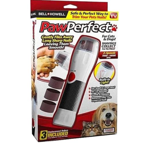 Електричний тример когтерезка для собак і кішок Paw Perfect, Кусачки для кігтів тварин 3 насадки, Когтерез для собак і котів на батарейках Білий