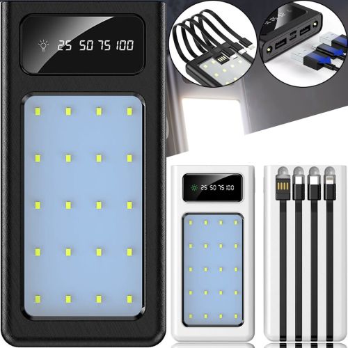 Портативний зарядний пристрій Power Bank Z-05 50000 mah C набором 4 кабелів, зовнішній акумулятор зарядка з ліхтариком Type-C MicroUSB Lightning