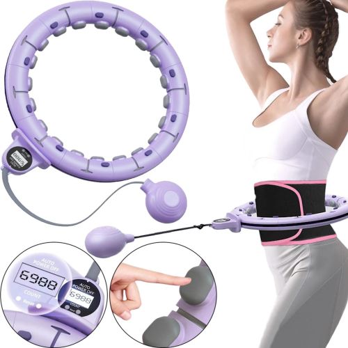 Массажный обруч хула хуп с утяжелителем Count hula hoops AND868 45см для похудения живота боков, Кольцо с регулируемой длиной и подсчетом Фиолетовый