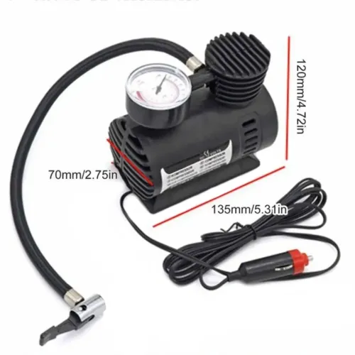 Электрический автомобильный компрессор 300 PSI 10-12Amp 25л Ji030 воздушный насос для автомобиля, Автокомпрессор для подкачки колес машины Черный
