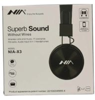 Бездротові накладні Bluetooth навушники NIA X3 з МР3 плеєром і FM Black, повнорозмірні блютуз стерео навушники з мікрофоном і радіо чорні