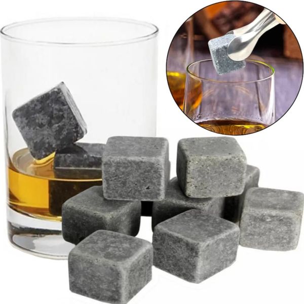 Охолоджуючі камені для віскі Whiskey Stones WS віскі Стоунс 9 штук, набір каменів з стеатиту для охолодження напоїв з мішечком в картонній коробці