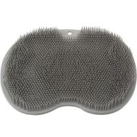 Силиконовый массажный коврик Чистюля щетка Shower Foot Scrubber Mat LY-379 Grey для спины и ног на присосках, Настенная нескользящая мочалка для душа Серая