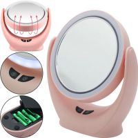 Настільне кругле Косметичне дзеркало Mirror Lamp YT-M513 з LED підсвічуванням і збільшенням для макіяжу, збільшувальне дзеркало на підставці Рожеве