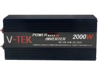 Автомобильный инвертор V-TEK PowerMaxx SSK-2000W 12V-220V от прикуривателя и аккумулятора, Авто преобразователь напряжения тока 12В 2000Вт, Черный