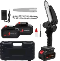 Акумуляторна ланцюгова міні пила Supretto Mini Electric Chain Saw 24V 550W для обрізки дерев і розпилу дров, міні пила, електропила на акумуляторі