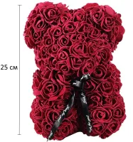 Маленький ведмедик з штучних 3D троянд Teddy Bear de Luxe 25 см Burgundy, бордовий ведмідь Тедді