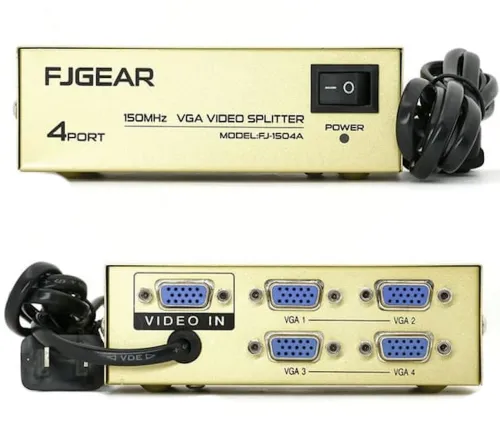 Сплиттер VGA KV-FJ1504A Splitter, Коммутатор 150MHz 4 Port Четыре порта с адаптером разветвитель VGA