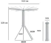 Складна підлогова сушарка трансформер Octopus 112x112x120 см для сушіння білизни та одягу, Обертова стійка вішалка для речей до 15 кг Біла