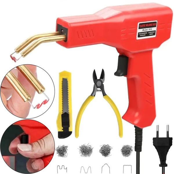 Електричний паяльник степлер Plastic Welding Gun H50 для пластику зі скобами різних видів, пістолет для пайки пластмаси і бамперів від мережі 220V