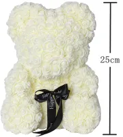 Маленький мишка из искусственных 3D роз Teddy Bear de Luxe 25 см White, белый медведь Тедди