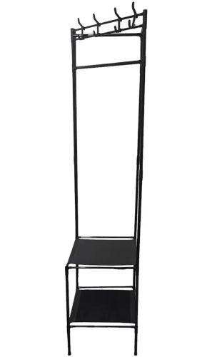 Кутова вішалка для одягу та взуття Corner Coat Rack YP301 вертикальна стійка з гачками TM2 - 202 для зберігання речей на три полиці 185х40 см TM3-303 Black