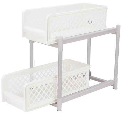 Універсальна стійка органайзер Portable 2 Tier Basket Drawers з висувними ящиками полицями для зберігання ємностей дрібниць полку підставка у ванну