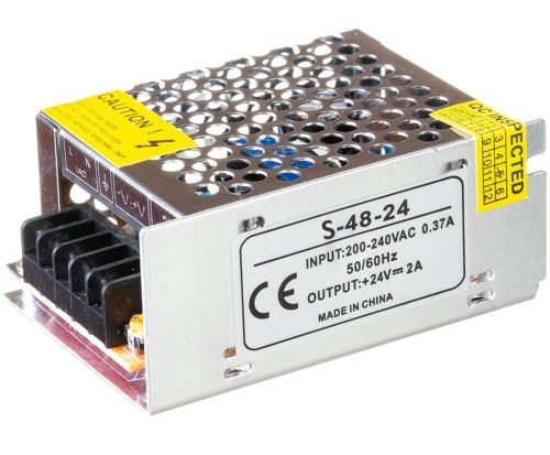 Універсальний блок живлення адаптер Ataba 24V 2A 48W S-48-24 Metall для SMD світлодіодних стрічок моніторів у металевому корпусі на 5 A