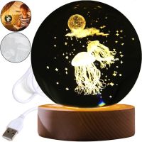 Кришталева куля-нічник Медузи 3D Creative Visualization Lamp світлодіодний LED нічник, прозорий Скляна куля світильник на акумуляторі від USB
