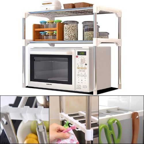 Полиця стелаж для мікрохвильовки Multifunctional storage rack NJ-452 настільний кухонний органайзер для мікрохвильової СВЧ-печі, Полиця-органайзер