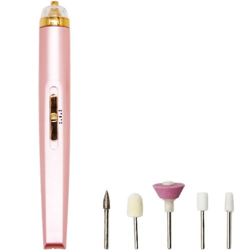 Фрезер для манікюру і педикюру Flawless Salon Nails бездротовий апарат для зняття гель-лаку з нігтів, портативна машинка з насадками USB рожева