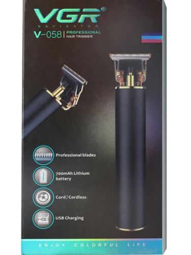 Машинка тример для стрижки окантовки волосся і бороди VGR V-058 професійна акумуляторна чоловіча окантовочна машинка зі змінними насадками USB