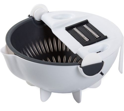 Овочерізка Wet Basket Vegetable Cutter 9 в 1 набір насадок для нарізки овочів і фруктів, Ручна обертається терка-овочерізка мультислайсер з кошиком