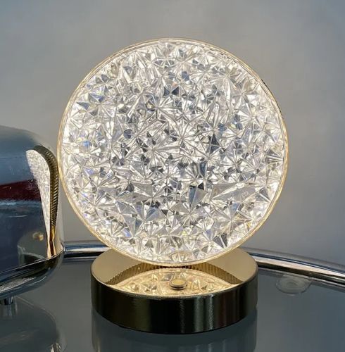 Настільна лампа-нічник Creatice Table Light 19 сенсорний нічник коло, Світлодіодна лампа світильник з кристалами на акрилової підставці 3 режими