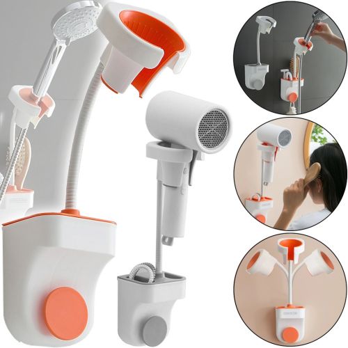 Настінний тримач для фена і душа Hair Dryer Holder Hands Free підвісне обертові кріплення органайзер з підставкою для ванних приладдя