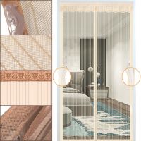 Антимоскитная сетка на магнитах Magic Mesh Beige 90Х210 см раздвижная магнитная москитная штора от насекомых комаров, мух на дверь Бежевая Меджик Меш