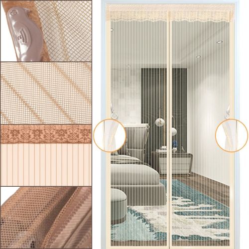 Антимоскитная сетка на магнитах Magic Mesh Beige 90Х210 см раздвижная магнитная москитная штора от насекомых комаров, мух на дверь Бежевая Меджик Меш