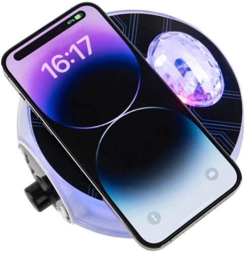 Настільна смарт колонка проектор RGB Starry Sky BT-2203 з диско кулею і бездротовою зарядкою акумуляторний Bluetooth нічник з підсвічуванням ZQS2226