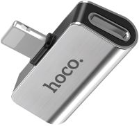 Трійник Hoco LS24 Lightning аудіо адаптер на 2 гнізда, конвертер для під'єднання зарядки та навушників до телефона Dual Lightning Converter Iphone