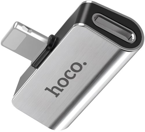 Трійник Hoco LS24 Lightning аудіо адаптер на 2 гнізда, конвертер для під'єднання зарядки та навушників до телефона Dual Lightning Converter Iphone