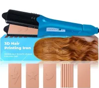 Плойка випрямляч 3D Hair Printing Iron XL - 619 для випрямлення волосся з насадками з малюнком, щипці 5 пластин з керамічним покриттям і рукавичкою