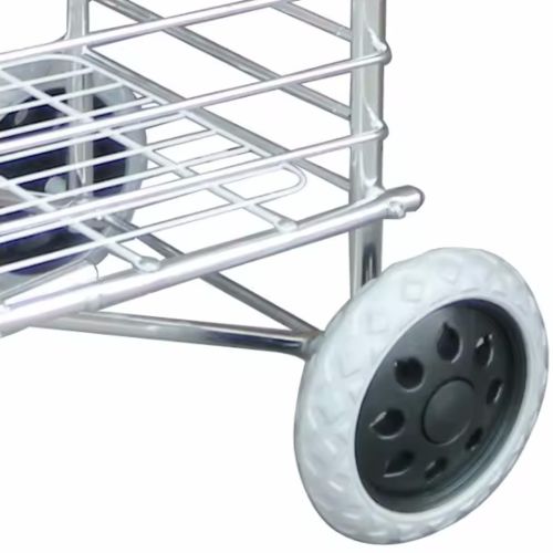 Складна візок Shopping Cart XS-2 з кошиком для покупок до 65 кг 42x39x91 см, Побутова розкладна тачка кошик на колесах з ручкою срібляста