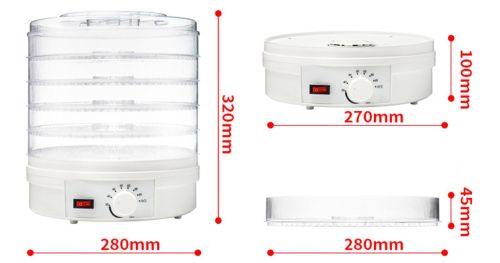 Электрическая сушилка для овощей, фруктов и мяса Royals Berg RB-959 800W White Белая на 5 отсеков, Дегидратор, Электросушилка с терморегулятором