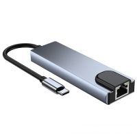 Мультифункціональний USB-хаб HOCO AC-500 Type-C на RJ45, HDMI, 2xUSB 3.0 адаптер, Ethernet LAN інтернет перехідник, конвертер XoKo HUB