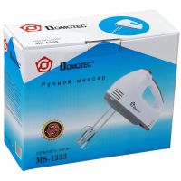 Ручний міксер Domotec MS-1333 180W 7 швидкостей з насадками для збивання і для замісу тіста, кухонний міксер пеновзбиватель Домотек DH-133 Білий