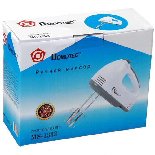 Ручний міксер Domotec MS-1333 180W 7 швидкостей з насадками для збивання і для замісу тіста, кухонний міксер пеновзбиватель Домотек DH-133 Білий