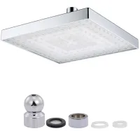 Світлодіодна квадратна насадка лійка для верхнього душу Shower head AND XL-902 з LED RGB підсвічуванням, душова насадка-лійка з датчиком температури