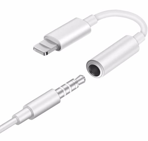 Універсальний кабель аудіо перехідник для навушників Lightning на 3.5 mm Aux Headphone Adapter J-002, Адаптер USB-C для телефону IPhone Білий
