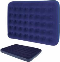 Надувний Одномісний матрац Avenli Flocked Air bed Single 191х99х22см до 150 кг з велюровим покриттям, надувне ліжко на 1 місце з насосом Синій