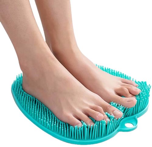 Силіконовий масажний килимок Чистюля Shower Foot Scrubber Mat LY-379 для спини і ніг на присосках, Настінна нековзна щітка для душу Бірюзовий