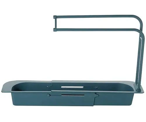 Розсувна Полиця органайзер для раковини Sink rack AD - 1792 для губки і ганчірок, телескопічна поличка сушарка рушники на мийку LY-567 Темно-синя