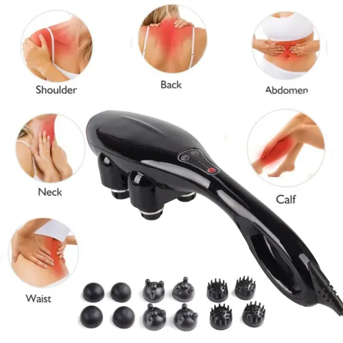 Електричний ручний масажер Quad Action Percussion Massager TK-88 - 2 для всього тіла 28 Вт, 12 в 1, вібраційний м'язовий мультімассажер для спини