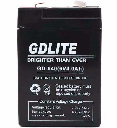 Універсальний свинцево-кислотый акумулятор GDLITE GD-640 6V 4AH для ваг і ліхтарів, акумуляторна батарея GDLiting 6В 4аг для бесперебойника