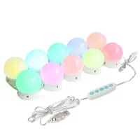 Світлодіодна кольорова RGB LED підсвічування на дзеркало Vanity Mirror Lights 10 ламп Комплект лампочок для дзеркала з пультом і регулюванням кольору