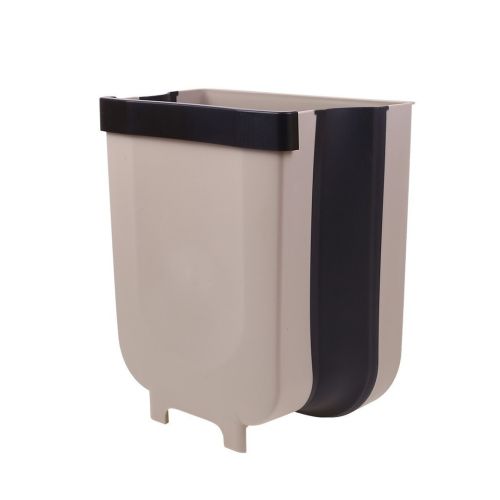 Складне навісне відро для сміття контейнер на двері Foltable Trash Bin Can в кухню або ванну, розкладне відро бак для сміття на дверцята коричневе