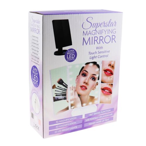 Косметичне потрійне дзеркало з сенсорною кнопкою Superstar Magnifying Mirror JN-817 3 в 1 зі збільшенням, складне дзеркало з LED підсвічуванням Рожеве
