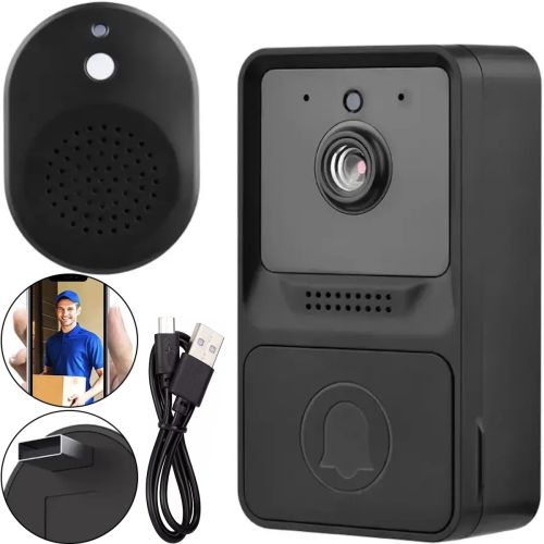 Беспроводной дверной видеозвонок домофон Wi-Fi Mini Doorbell AiWit T2 Mini 720p для дома, Аккумуляторный WIFI звонок с камерой Android iOS Черный