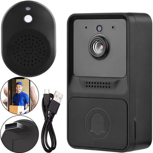 Бездротовий дверний відеодзвінок домофон Wi-Fi Mini Doorbell AiWit T2 Mini 720p для дому, Акумуляторний WIFI дзвінок з камерою Android iOS Чорний Чорний